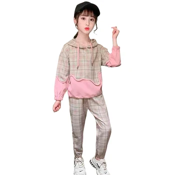 

Children Clothes Plaid Pattern Clothes For Girls Outerwear + Pants Girls Clothes Spring Autumn Kid Clothes