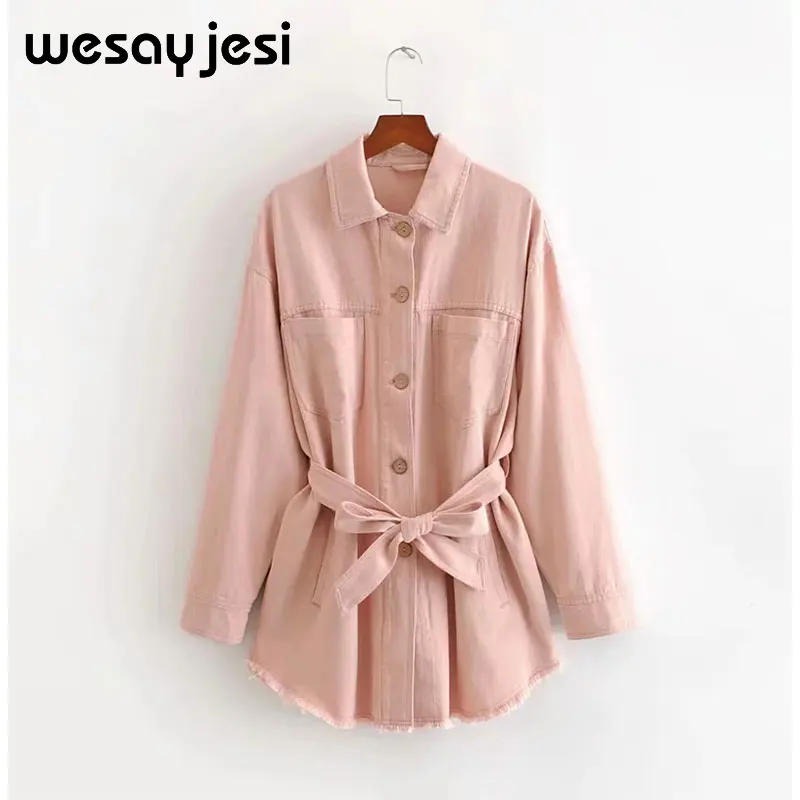 

2019 winter autumn jacket women england style Denim button solid causal streetwear long sleeve winter coat women