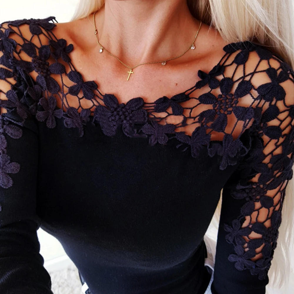 Женская футболка, элегантные топы с длинным рукавом, модная, открытая, camiseta mujer, осенняя, вязанная футболка, повседневная, тонкая, уличная футболка, D30