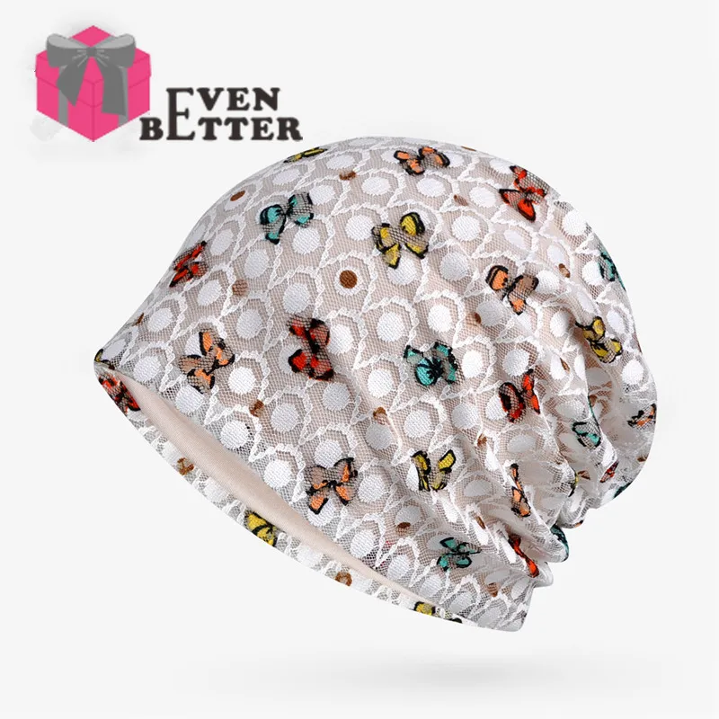 White EvenBetter Новое поступление Кепка разноцветная с бабочками эластичная Гибкая кружевная шляпа теплый подарок - Цвет: White