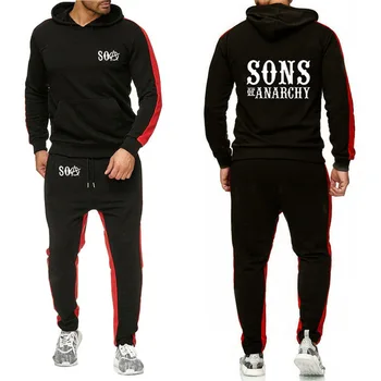 

For SOA Sons of anarchy the child SONS Printed Hoodies Men Casual Fleece Warm Sweatshirt Hip Hop Mens Hoodies Pants Suit 2Pc