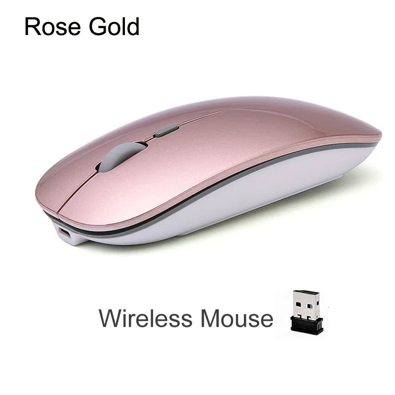 Rechargeable Optical Wireless Mouse Slient Button Ultra Thin Mini Optical Ultrathin USB 2.4G Mice for Computer Laptop Computer silent computer mouse Mice