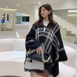 Women Plaid Big Fake Collar Scarf Soft Shawl Shoulder Wraps False Collar Warmer Shirt Detachabel Collars Clothing Accessories