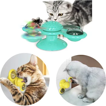 

Pet Toys for Cats Interactive Puzzle Training Turntable Windmill Ball Whirling Toys for Cat Kitten Play Game Cat Supplies