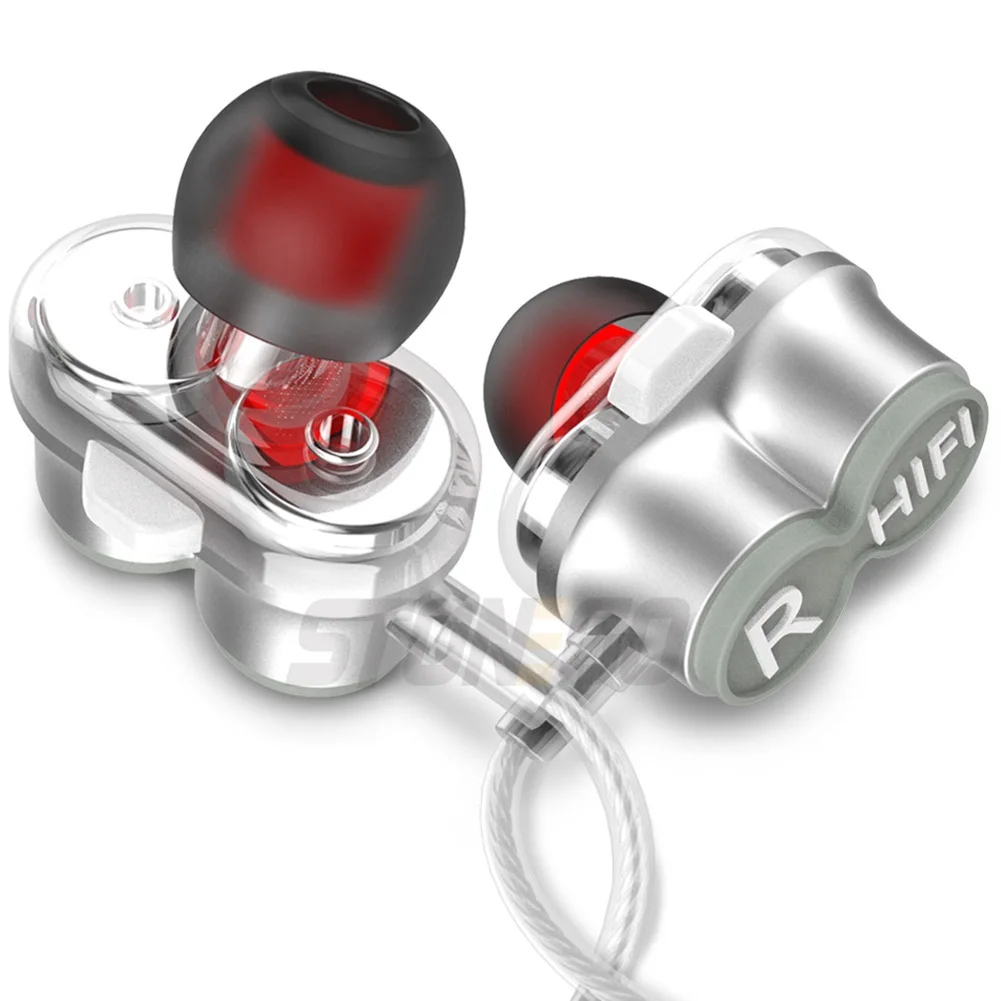 Динамические наушники, двойной драйвер, бас, стерео, Hands Free, DJ наушники, спортивные, Fabala, In-Ear, 3,5 мм разъем