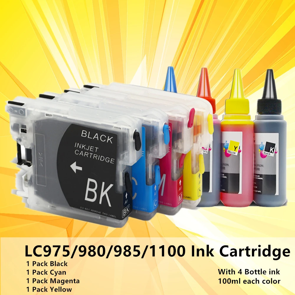 Cartucho de tinta LC980 LC 975 LC1000, recambio fácil para impresora  Brother MFC 5490CW, MFC 5890CN, MFC 6490CN, con 4 botellas de  tinta|Cartuchos de tinta| - AliExpress
