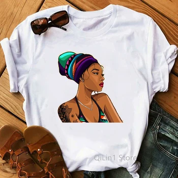 

Powerful Afro Lady Graphic TShirt I'm Dripping Melanin t shirts Princess Queen Afro Hair Style Shirt Melanin Queen Feminist Tees