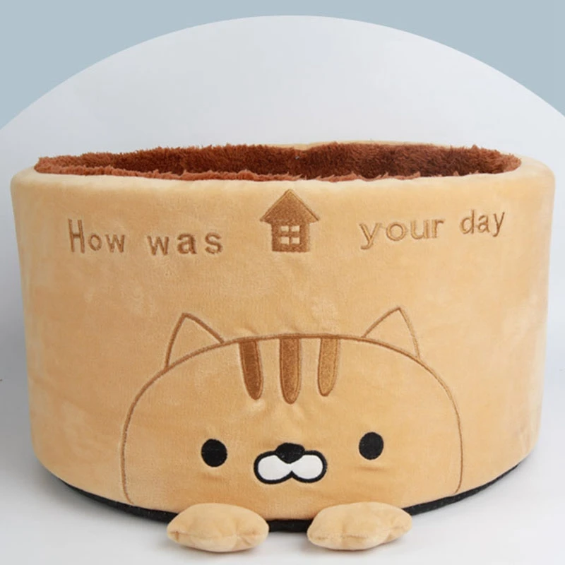 Warm Cat Bed Cute House Round Bed Foldable Dog Sleeping Mat Pad Nest Kennel Pet Cushion Puppy Kitten Nest Shell Hiding Autumn Wi