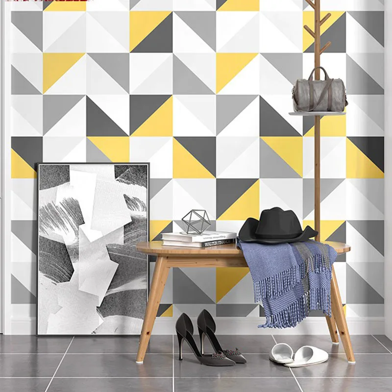 

Scandinavian Minimalist Grid PVC Waterproof Wallpaper Living Room Bedroom TV Backdrop Wall Hotel Theme Room Engineering Wallpape