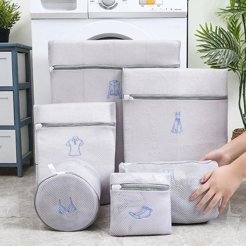 6pcs/Set Bathroom Embroidered Laundry Bag Household Washing Machine Storage Mesh Thick Korean Wash Tools | Дом и сад