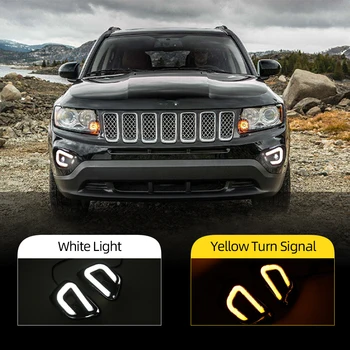 

CSCSNL 2Pcs For Jeep Compass 2011 2012 2013 2014 2015 2016 LED DRL Day Light Daytime Running Light Fog Lights with Turn Light