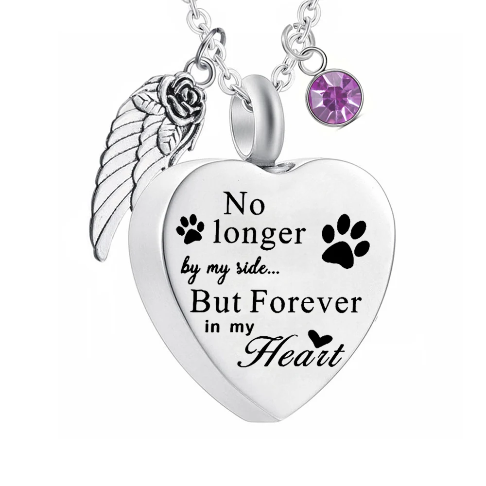 Cremation Necklace for Pet Cat Dog Angel Wing Urn Necklace Paw Print Memorial Ashes Funeral Urn Jewelry with Filling Kits