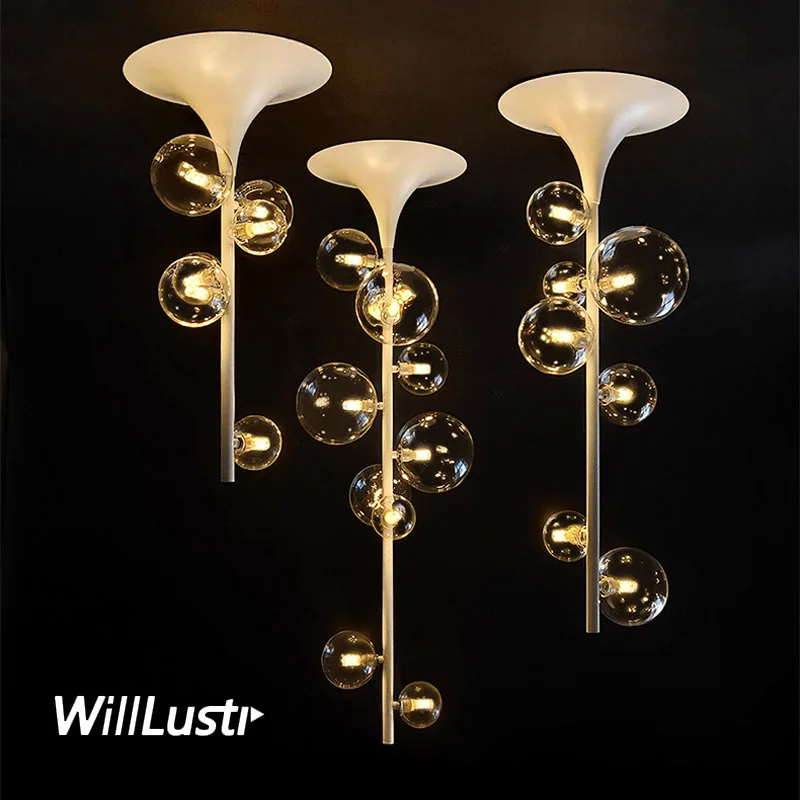 Creative Glass Bubble Ceiling Light Luxury Metal Lamp Hotel Restaurant Bar Front Desk Mall Living Bedroom Modern LED Lighting | Лампы и
