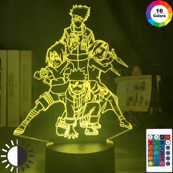 

3d Illusion Lamp Naruto Team 7 Uzumaki Naruto Sasuke Sakura Kakashi Figure Boys Bedroom Decor Lights Kids LED Night Light Gift