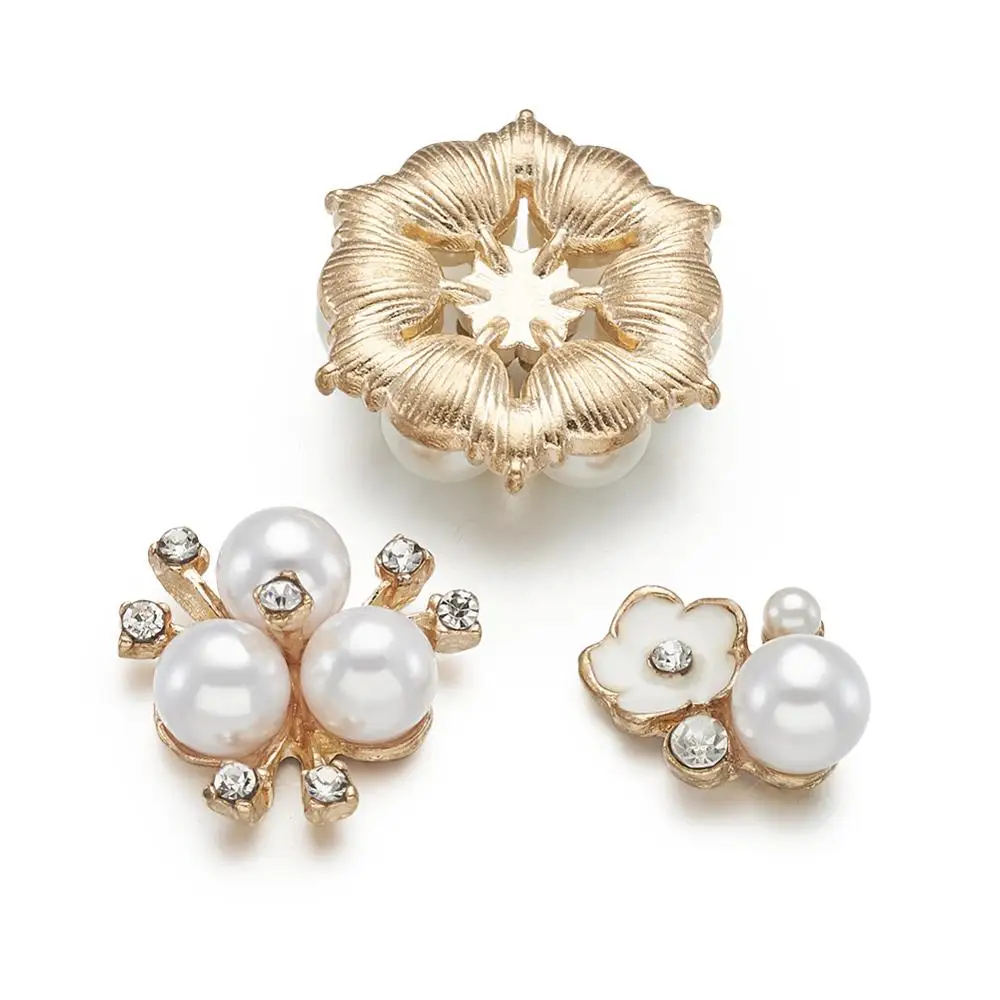 

30pcs/set Acrylic Imitation Pearl Flower Cabochons with Rhinestone Elegant Jewelry Headwear DIY Gift Wrap Decoration Accessories