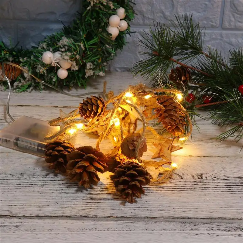 Copper Wire Light String Christmas Pinecone Bell Lamp String Chic Garland Light Winter Holiday New Year Decor(Warm White
