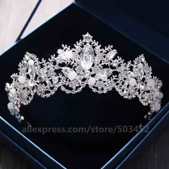 

100pcs/lot Princess Tiaras Flower Leaves Crown Headbands Women Girls Crown Crystal Bridal Wedding Party Hair Accessories Hair