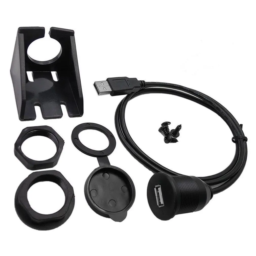 Car Waterproof Single USB 2.0 Port Cable Male to Female 2M for Motor Steamer DashBoard
