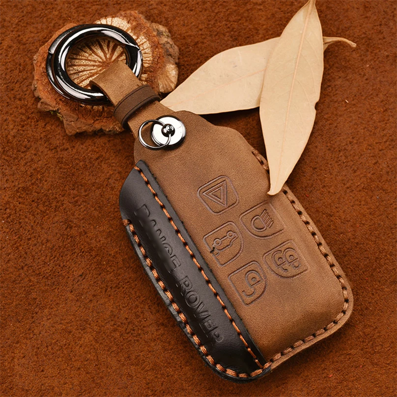 

Leather Car Remote Key Fob Shell Cover Case for Land Rover RANGE ROVER SPORT Evoque Freelander 1 2 Found 2 3 4 A8 For Jaguar XF