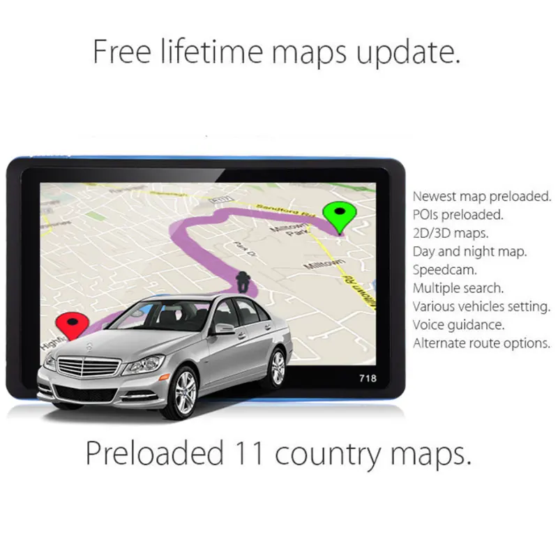 XGODY 718 7'' Car Truck GPS Navigation Capacitive Panel Sat Nav Free Europe Map