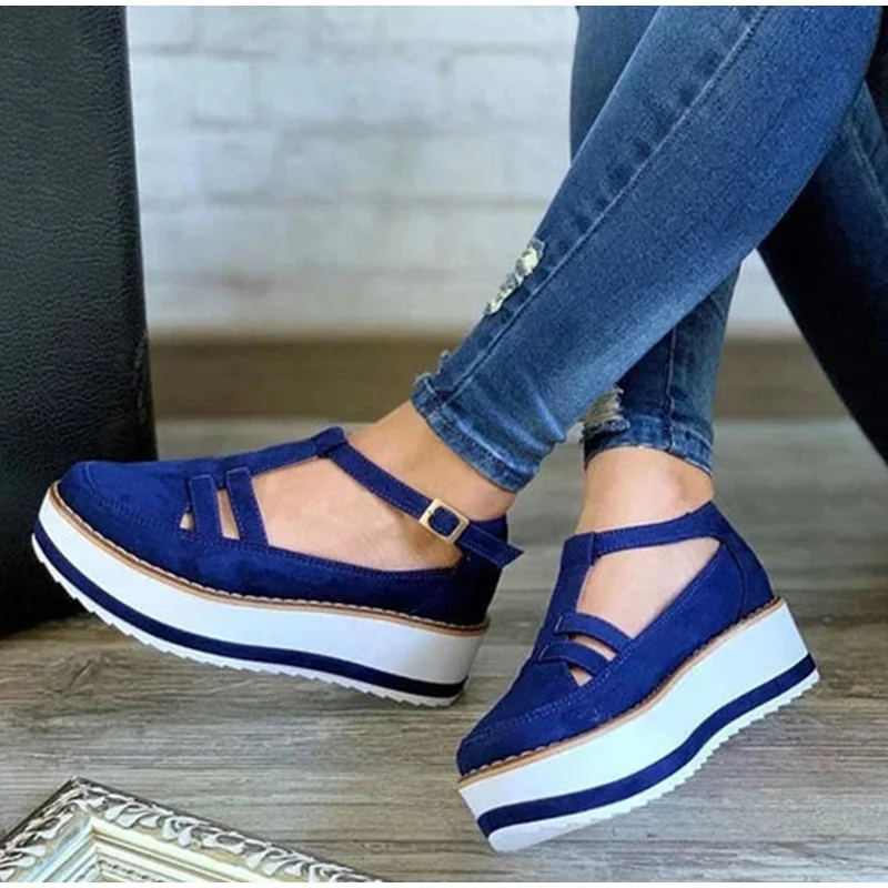 

Vintage Sandals Women New 2020 Summer Fashion Comfortable Buckle Strap Sewing Female Shoes Platform Round Toe Ladies Sandals
