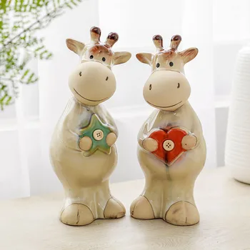 

Home Decoration Accessories Creative Retro Animal Figurine Ceramic Crafts Desktop Decoration Frunishings Kids Toys Bedside Decor