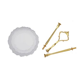 

New 3 Tier Resin Tray Molds Resin Stand Mold Mould with Hardware Fittings for Making 3 Tier Cake Stand Home Decoration