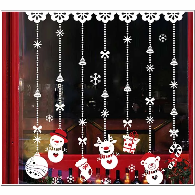Рождественское украшение снежинка новогодние вечерние украшения украшение Санта-Клаус окно мультфильм фон декоративные стеклянные наклейки