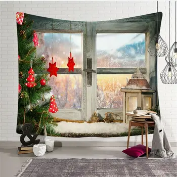 

Festival Christmas Print Tapestry Fashion Xmas Funny Cute Printed Tree Wall Hanging Psychedelic Tapestry Home Harmonious Decor