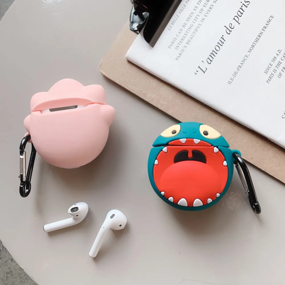 3D японские Мультяшные наушники аниме чехол s для AirPods 1 2 Bluetooth гарнитура зарядная Коробка Чехол для наушников силиконовый чехол с крючком
