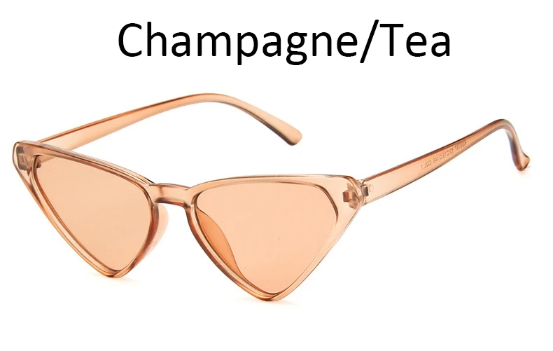 Champagne Tea Кошачий глаз черные солнцезащитные очки женские модные брендовые маленькие рамки треугольные Солнцезащитные очки женские винтажные градиентные женские очки Панк - Цвет линз: Champagne Tea