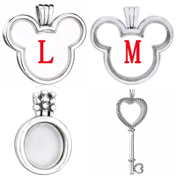 

Sparkling Heart Key Crown O Floating Lockets Lockets Necklace Pendant Fit Bracelet 925 Sterling Silver Bead Charm