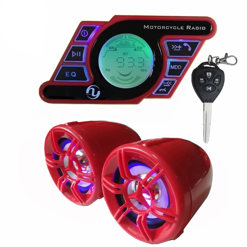 

LCD Screen Waterproof FM Radio Accessories Anti Theft Mp3 Playing Stereo Built In Alarm Universal Handsfree Motorcycle Audio