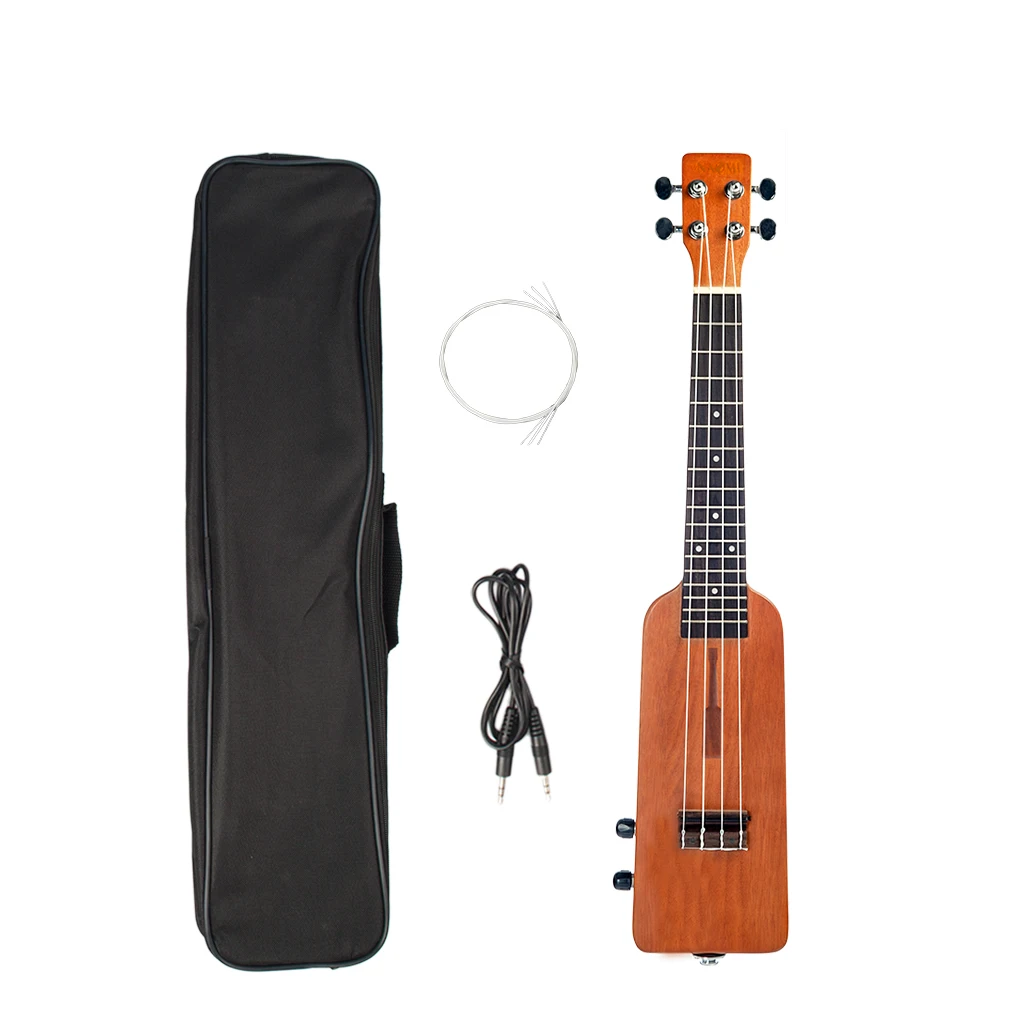 Creative Bottle Shape 23 Inch Ukulele Solid Wood Okoume Electric Ukulele Ukelele Uke Kit with Bag 3.5mm Audio 4pcs Strings