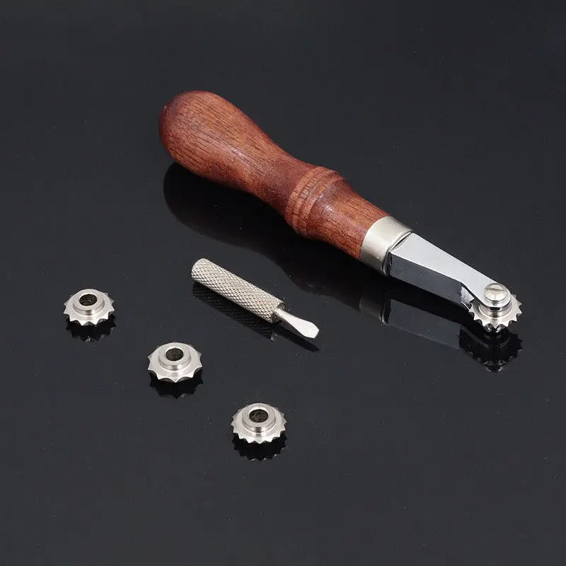 

Leather craft spacer Set System Embossing system set Spacing Wheel Punching Punch Tool with 4 wheels 5/6/ 7/ 8 holes per inch