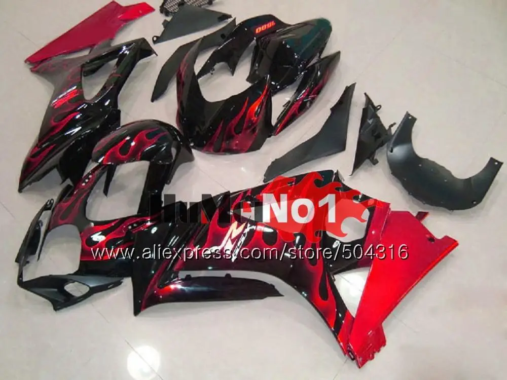 Корпус для SUZUKI GSXR1000 K7 GSX-R1000 GSXR 1000 22MC. 11 1000CC GSXR-1000 07 08 GSX R1000 2007 2008 07 08 синие белые обтекатели - Цвет: No. 7 Red flames