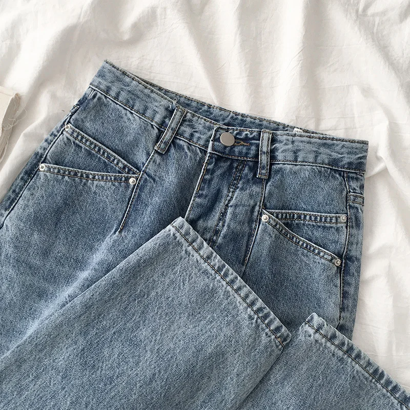 Весенняя мода, уличная одежда, джинсы для женщин, повседневные, высокая талия, прямые, свободные, длинные, джинсовые штаны, женские, синие, BF стиль, низ