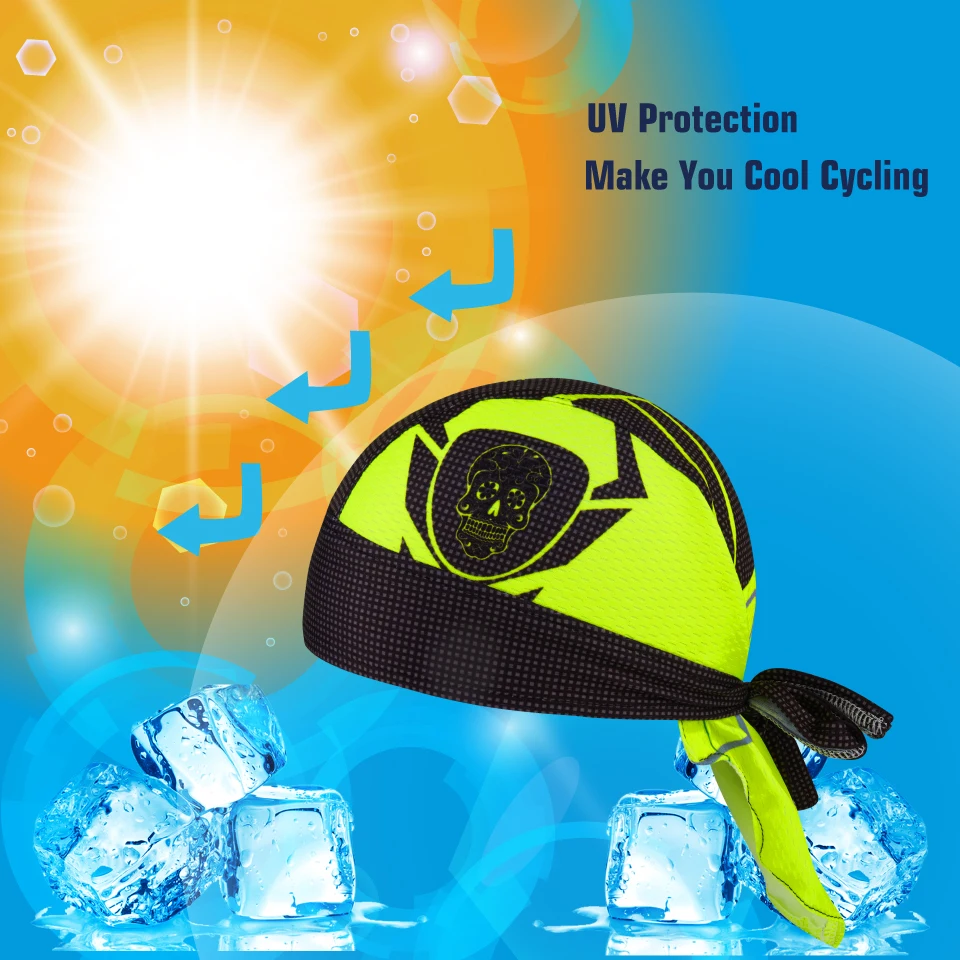 KAMALOCE Sublimation Skull Bike Cap Pro Team Bicycle Fluorescence Yellow Mtb Cycling Bandana Cycling Caps Cycling Hat Cycling Hats Sports Headgear