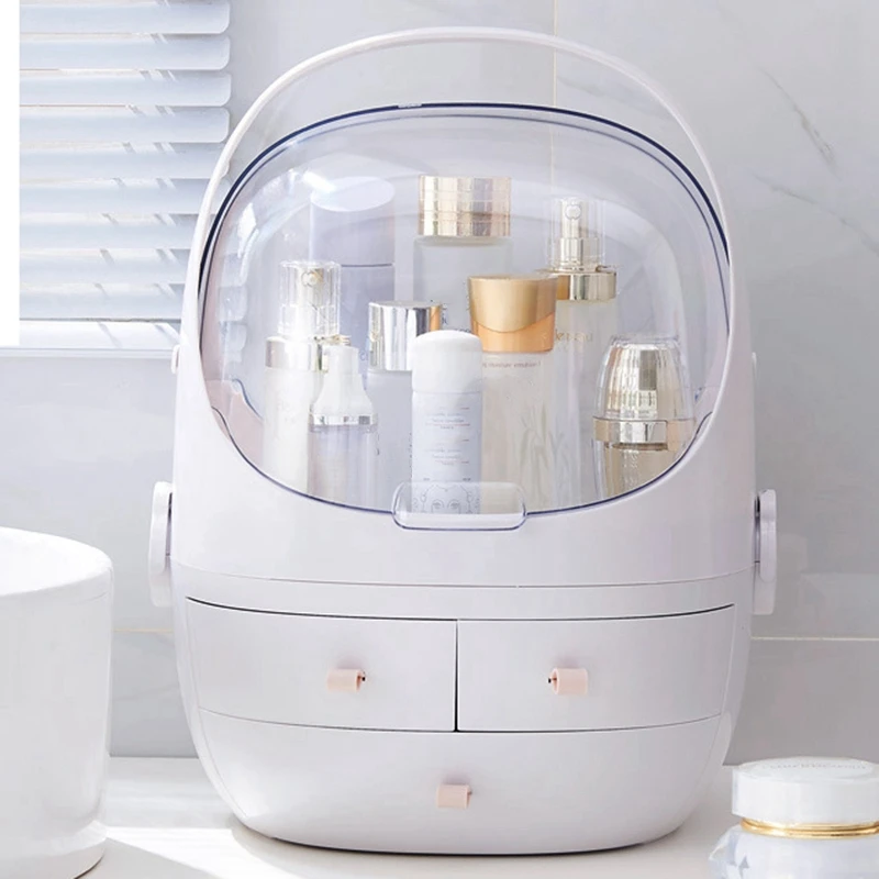  Clamshell 3 Drawer Dressing Table Rounded Makeup Holder Storage Box For Lipstick Jewelry Cosmetic O