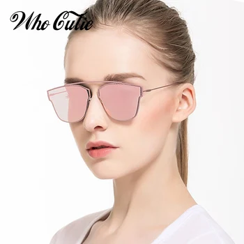 Fashion Trendy Cat Eye Sunglasses Women Luxury Brand Designer Vintage Pink Purple Silver Mirror Lens Sun Glasses Shades OM723 2