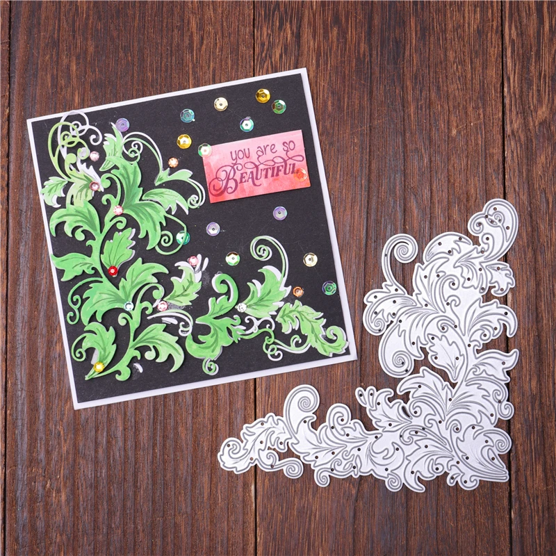 InLoveArts Vine leaves corner decoration Metal Cutting Dies