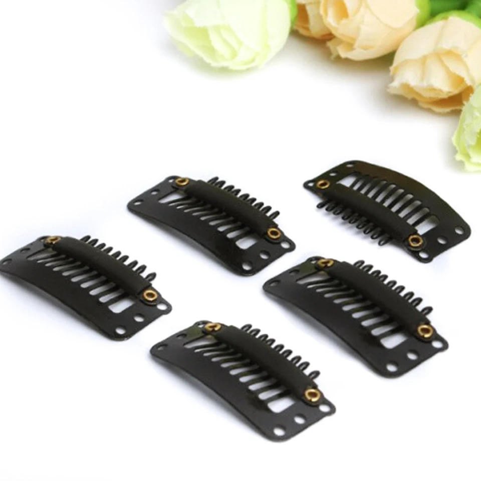 Wig Accessories Hair Tools Wig Clips Combs Hair Extension Snap Clips Black U-Shape BB Clips for Weave Toupee Hair 9 Teeth