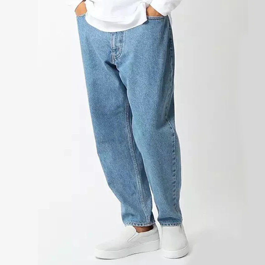 New Spring and Autumn Loose Straight-legged Pants High Street Hip Hop Zipper Jeans Male Hipster Streetwear Trousers Jeans