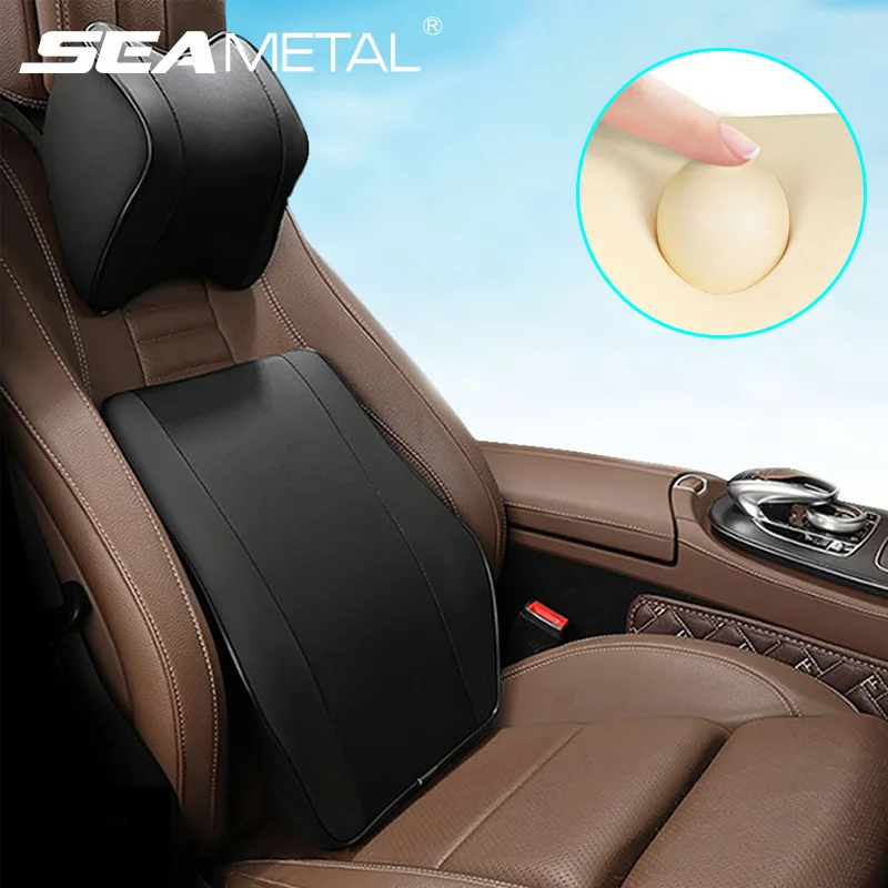 Memory Foam Car Pillow Set for Head and Waist Support