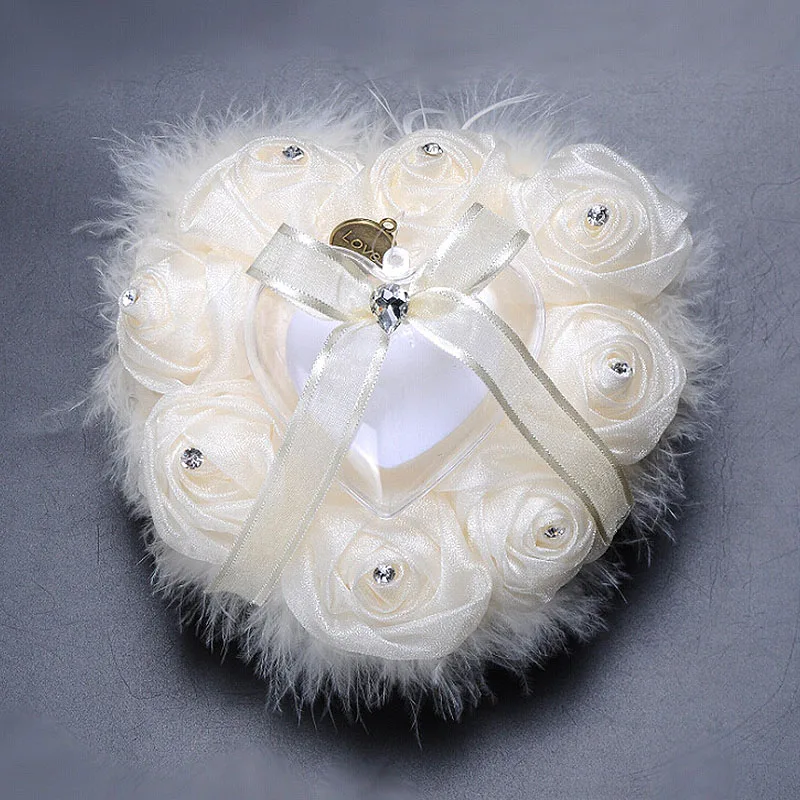 Атласная Подушка для кольца, свадебные украшения, шикарные цветы в форме сердца, подарок на день Святого Валентина, подушка для украшения свадебного кольца, коврик - Цвет: A1
