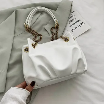 

Small PU Leather Bucket Bags for Women New Elegant Chain Female Shoulder Bags Solid Color Casual Ladies' Travel Crossbody Bags