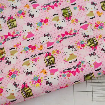 

PVC coated waterproof fabric - Lovely kitty and Birdcage (pink) (WF125)