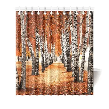 

Autumn Birch Tree Forest Waterproof Polyester Fabric Shower Curtain Bathroom Sets with Hooks, 66(Wide) x 72(Height) Inches