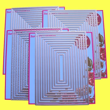 

4-Set Large Cutting dies A5 Rectangle Plain Torn edge Piercing & Stitch Scrapbooking Paper Craft DIY stencil