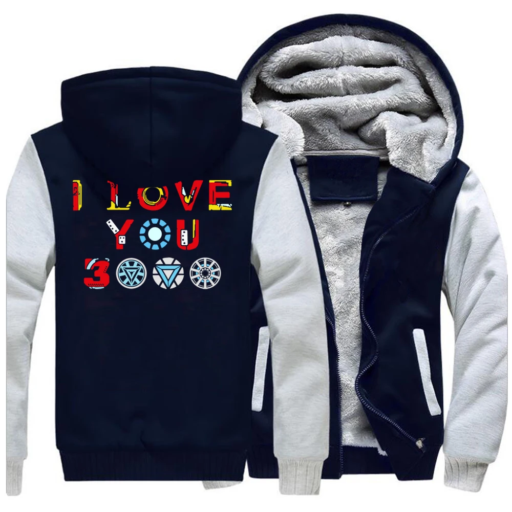 I Love You 3000, Мужская Толстая зимняя Флисовая теплая куртка, пальто Железного человека, худи, Тони Старк, супер толстовка, толстовка с капюшоном, флисовые пальто